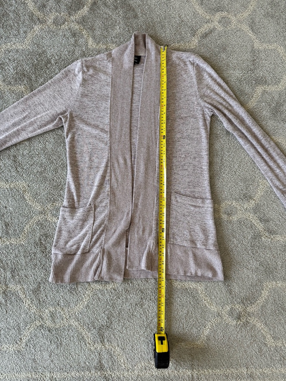 Bobeau Heather Gray Open Front Shawl Collar Cardigan Sweater Medium - Picture 6 of 7
